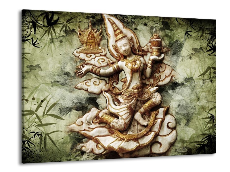 Canvas schilderij Beeld | Bruin, Wit, Groen | 100x70cm 1Luik