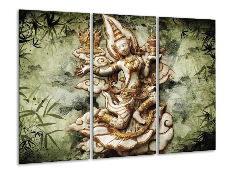 Canvas schilderij Beeld | Bruin, Wit, Groen | 120x80cm 3Luik