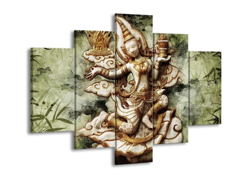 Canvas schilderij Beeld | Bruin, Wit, Groen | 150x105cm 5Luik