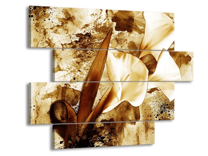 Glas schilderij Bloem | Bruin, Wit | 115x85cm 4Luik