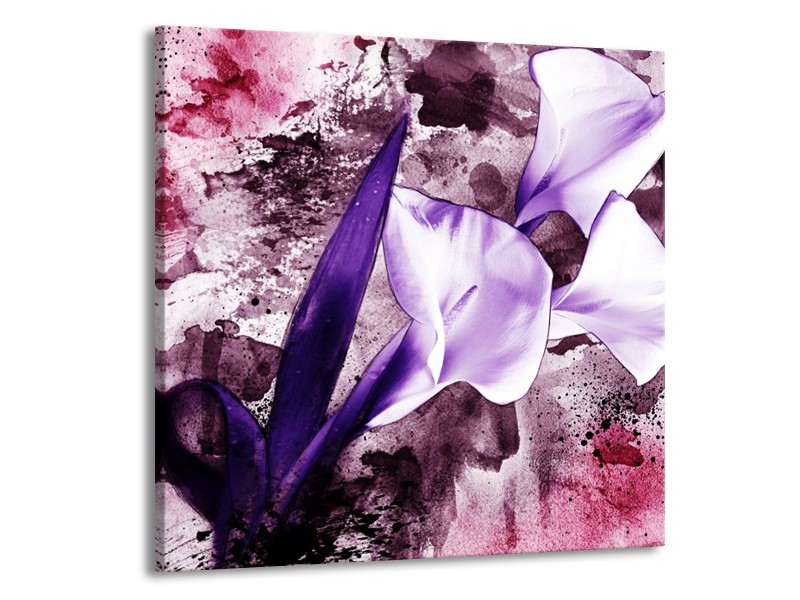 Canvas schilderij Bloem | Paars, Wit, Roze | 50x50cm 1Luik