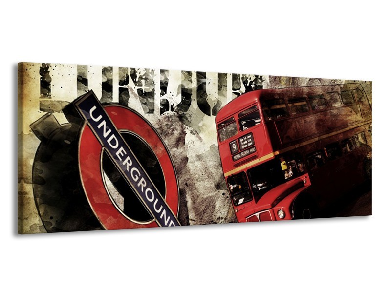 Canvas schilderij Londen | Rood, Zwart, Grijs | 145x58cm 1Luik