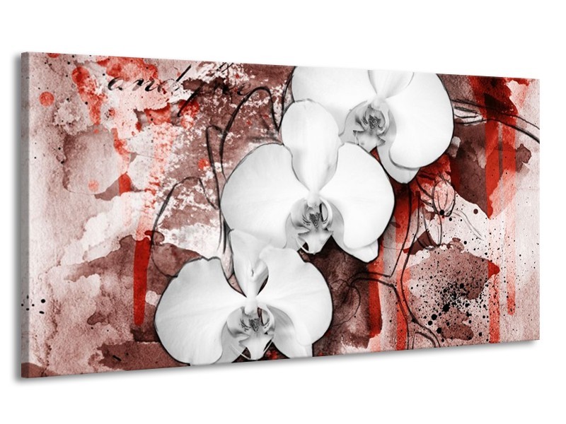 Canvas schilderij Orchidee | Wit, Rood | 170x90cm 1Luik