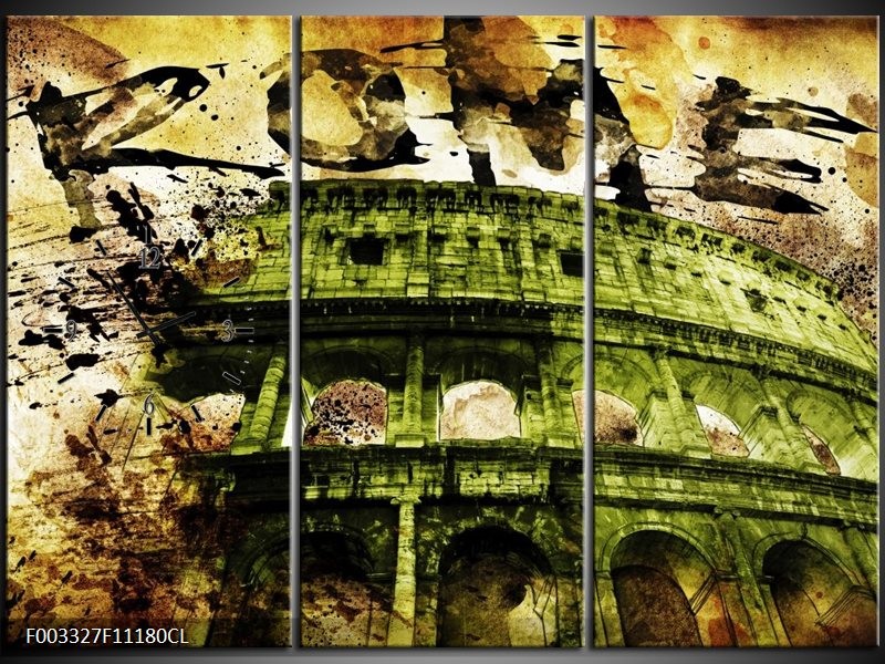 Klok schilderij Rome | Groen, Bruin | 111x80cm 3Luik