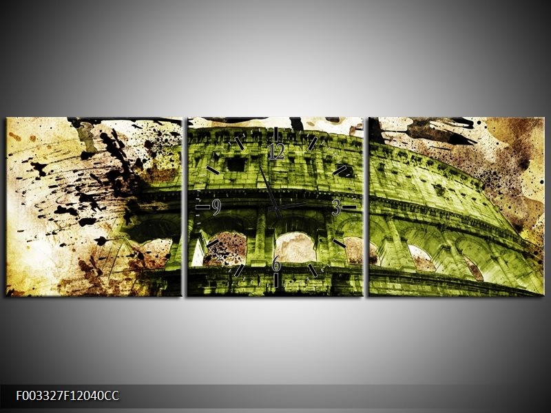 Klok schilderij Rome | Groen, Bruin | 120x40cm 3Luik