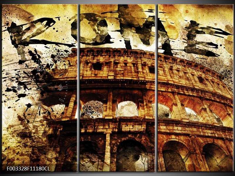 Klok schilderij Rome | Bruin, Grijs, Zwart | 111x80cm 3Luik