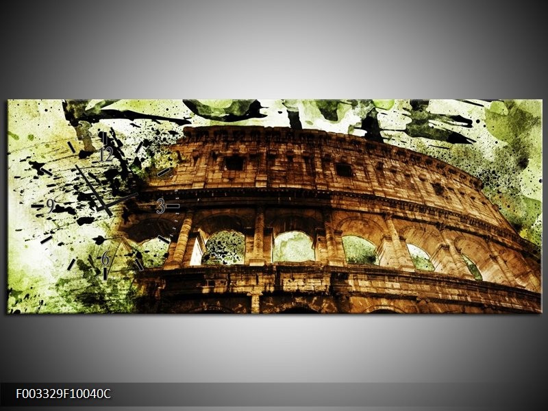 Klok schilderij Rome | Groen, Bruin, Zwart | 100x40cm 1Luik