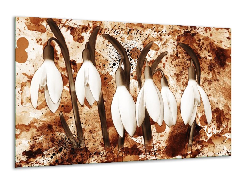 Canvas schilderij Bloem | Bruin, Wit | 120x70cm 1Luik