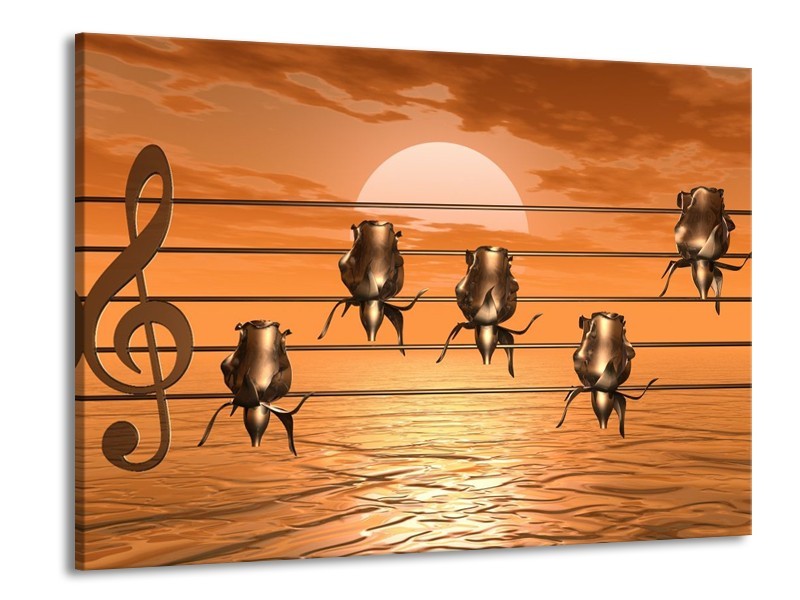 Glas schilderij Muziek | Goud, Geel, Bruin | 100x70cm 1Luik