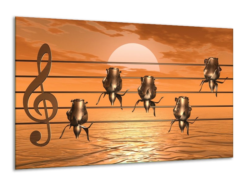 Glas schilderij Muziek | Goud, Geel, Bruin | 120x70cm 1Luik