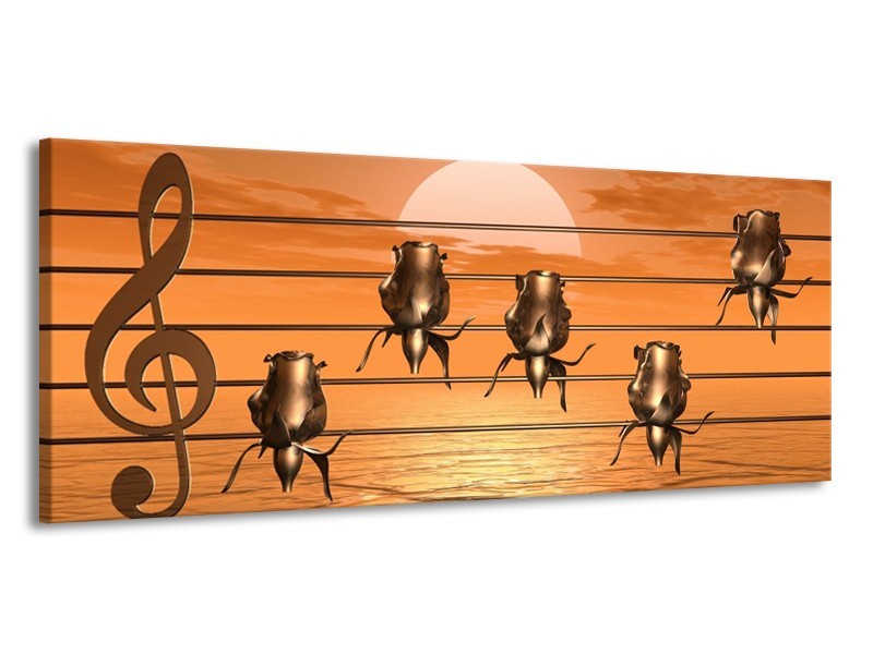 Glas schilderij Muziek | Goud, Geel, Bruin | 145x58cm 1Luik