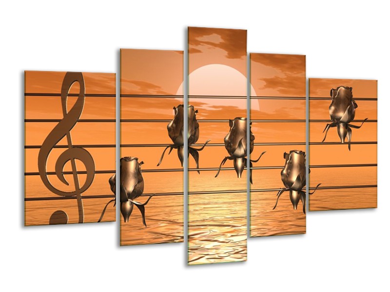 Glas schilderij Muziek | Goud, Geel, Bruin | 170x100cm 5Luik