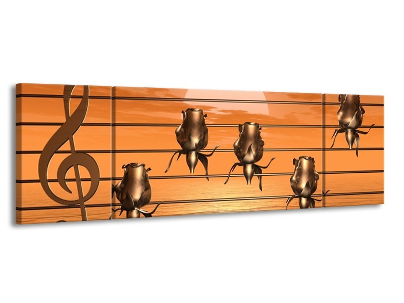 Glas schilderij Muziek | Goud, Geel, Bruin | 170x50cm 3Luik