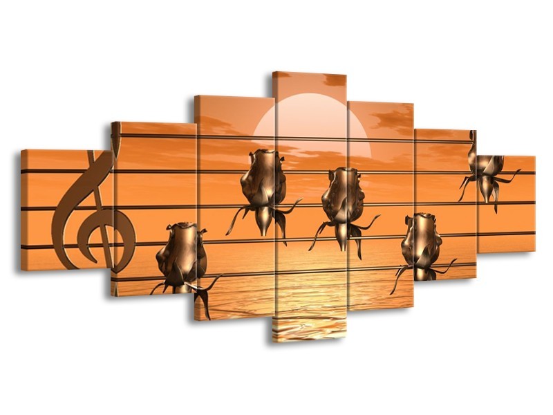 Glas schilderij Muziek | Goud, Geel, Bruin | 210x100cm 7Luik