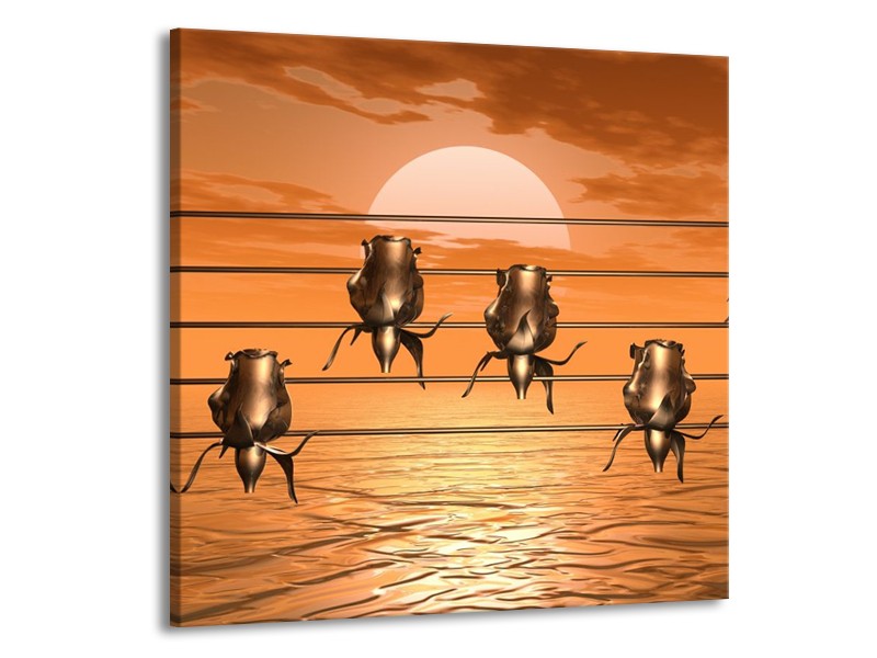 Glas schilderij Muziek | Goud, Geel, Bruin | 70x70cm 1Luik