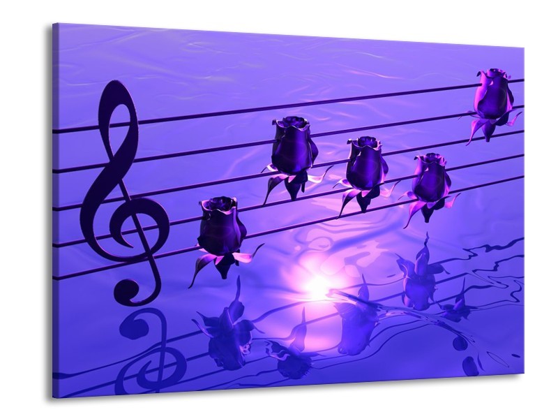 Glas schilderij Muziek | Paars, Wit | 100x70cm 1Luik
