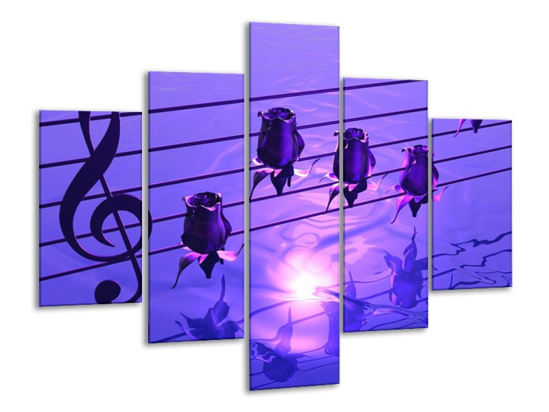 Glas schilderij Muziek | Paars, Wit | 100x70cm 5Luik