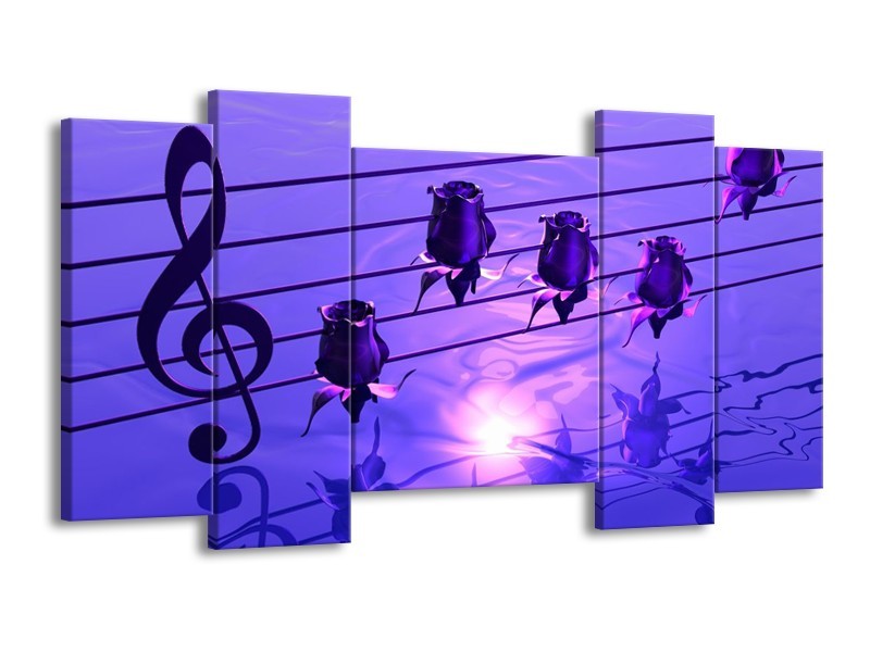 Glas schilderij Muziek | Paars, Wit | 120x65cm 5Luik