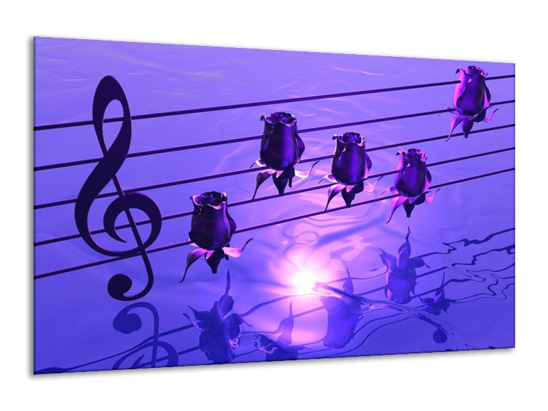 Glas schilderij Muziek | Paars, Wit | 120x70cm 1Luik