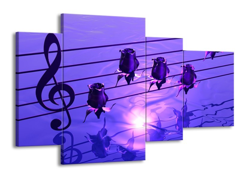 Glas schilderij Muziek | Paars, Wit | 120x75cm 4Luik