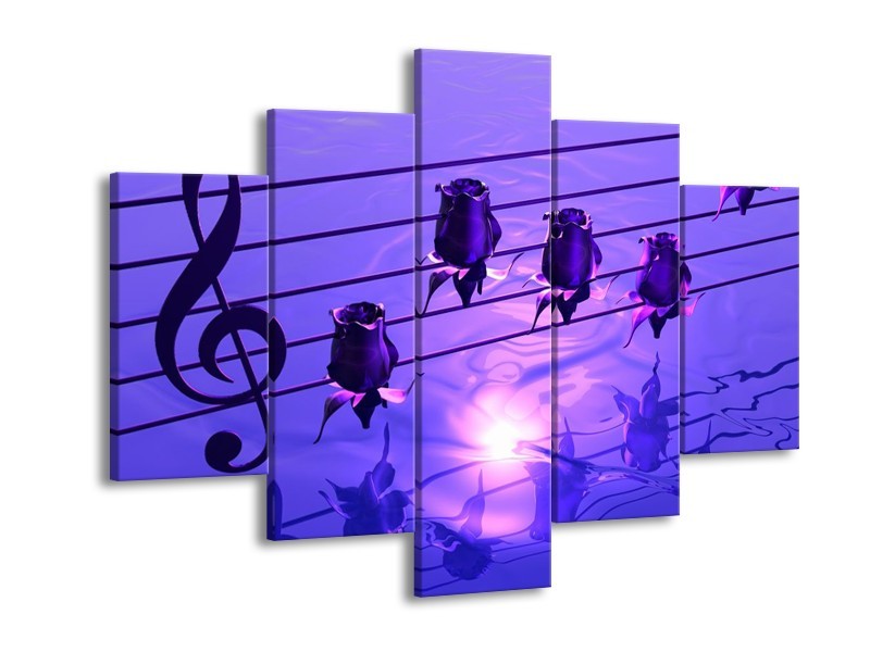 Glas schilderij Muziek | Paars, Wit | 150x105cm 5Luik