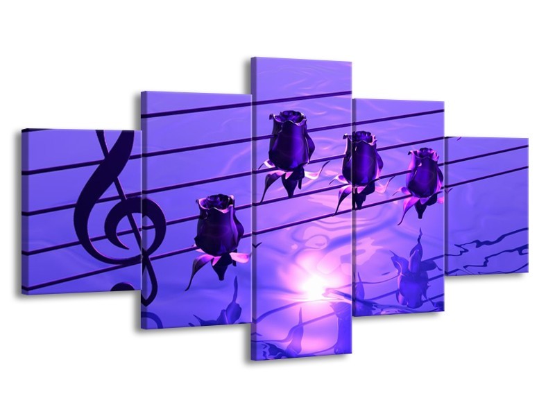 Glas schilderij Muziek | Paars, Wit | 150x80cm 5Luik
