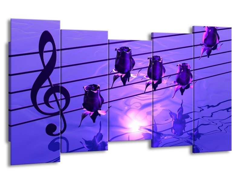 Glas schilderij Muziek | Paars, Wit | 150x80cm 5Luik