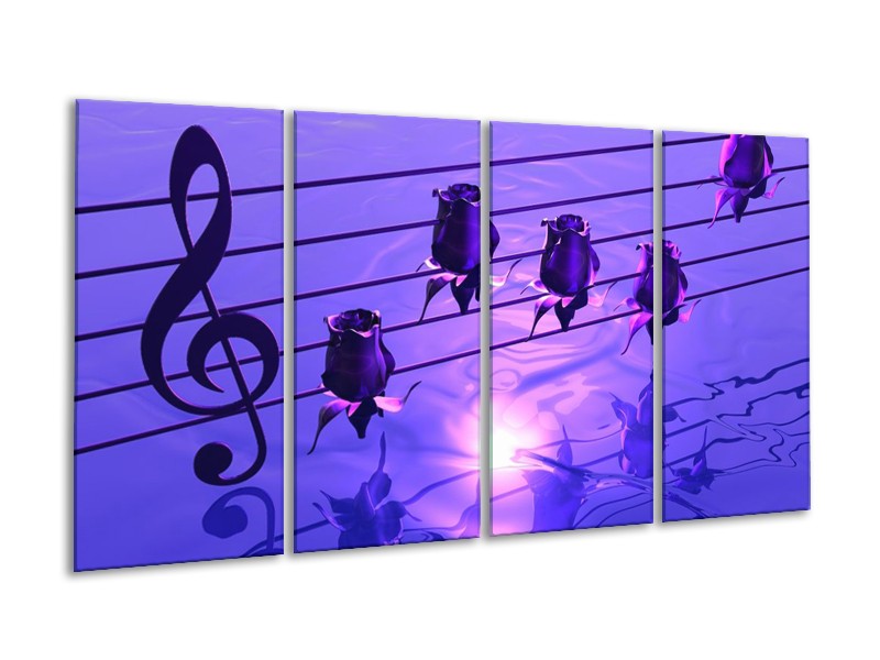 Glas schilderij Muziek | Paars, Wit | 160x80cm 4Luik