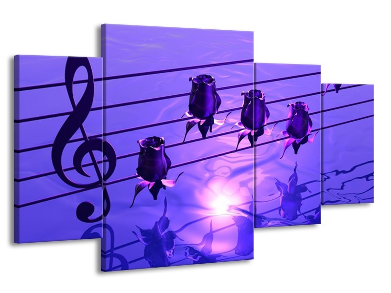 Glas schilderij Muziek | Paars, Wit | 160x90cm 4Luik
