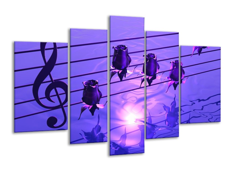 Glas schilderij Muziek | Paars, Wit | 170x100cm 5Luik