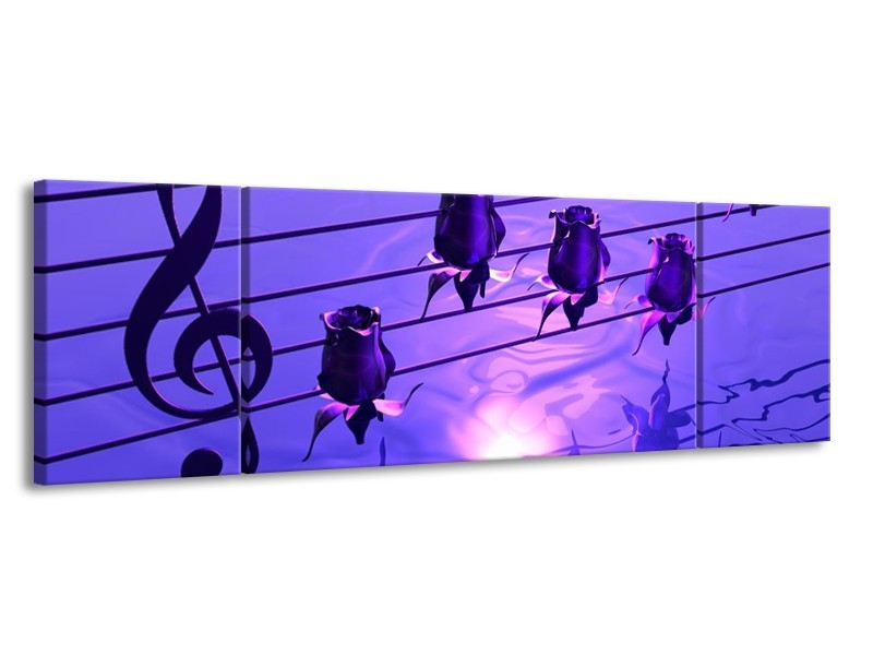 Glas schilderij Muziek | Paars, Wit | 170x50cm 3Luik