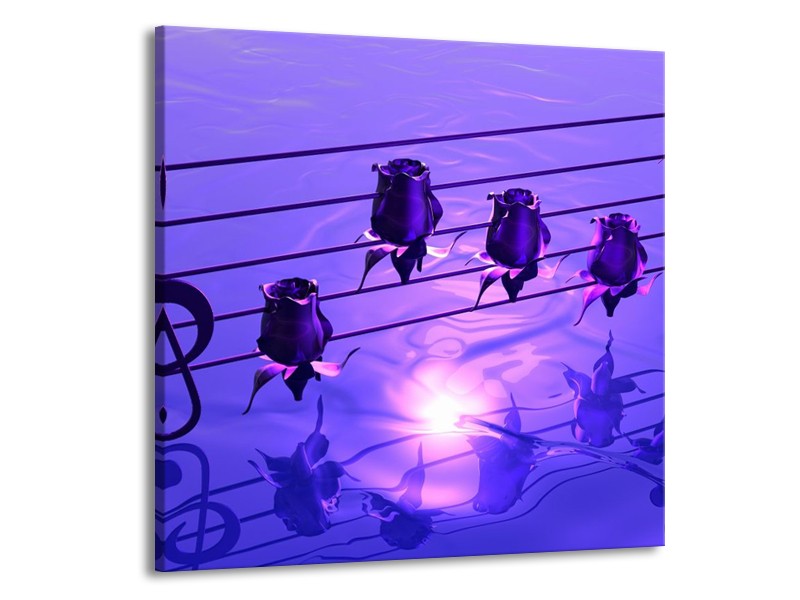 Glas schilderij Muziek | Paars, Wit | 70x70cm 1Luik