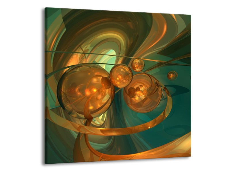 Canvas schilderij Abstract | Blauw, Goud, Bruin | 70x70cm 1Luik