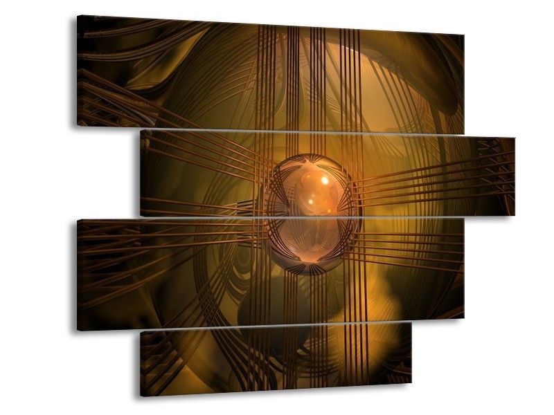 Glas schilderij Abstract | Bruin, Geel | 115x85cm 4Luik