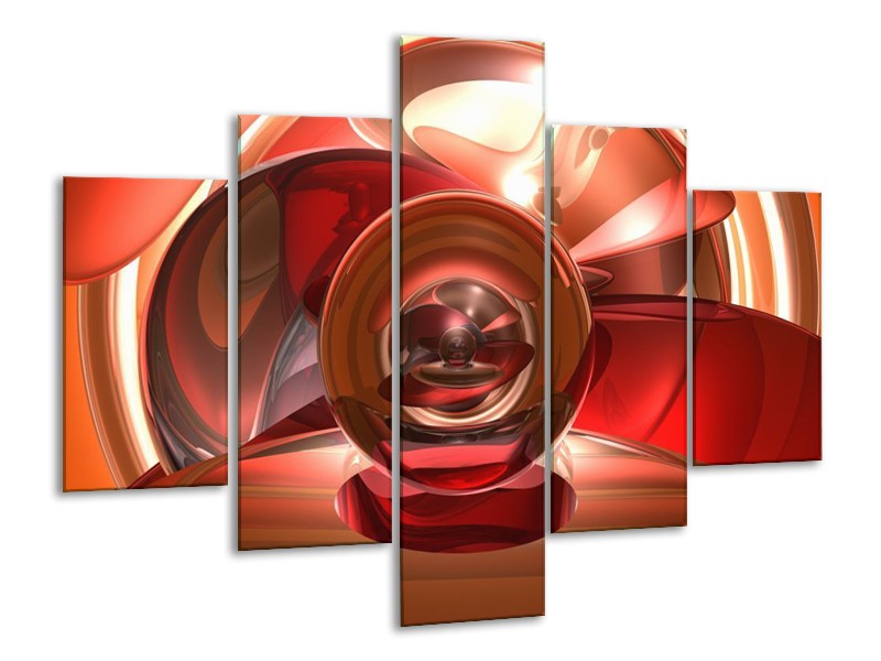 Glas schilderij Abstract | Rood, Zwart, Wit | 100x70cm 5Luik