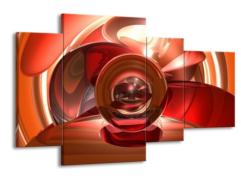 Canvas schilderij Abstract | Rood, Zwart, Wit | 120x75cm 4Luik