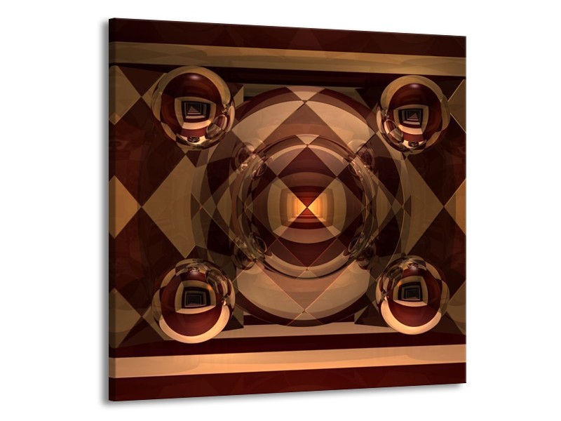 Canvas schilderij Abstract | Bruin, Geel | 50x50cm 1Luik