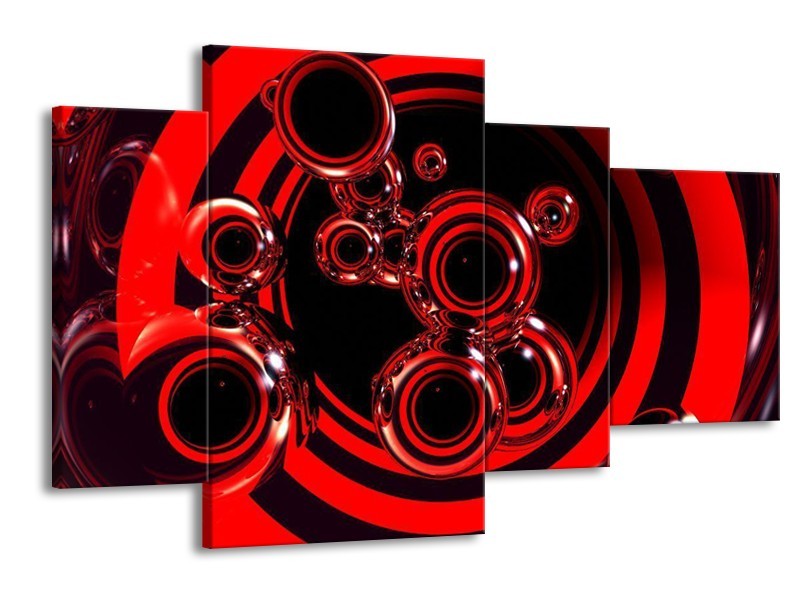 Glas schilderij Abstract | Rood, Zwart | 120x75cm 4Luik