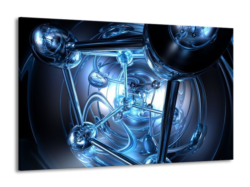 Glas schilderij Abstract | Blauw, Wit, Zwart | 140x90cm 1Luik