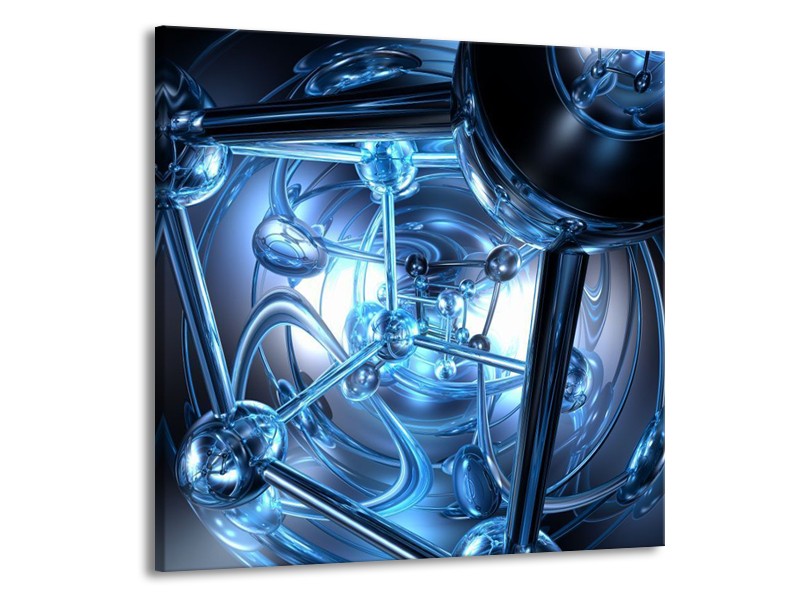 Glas schilderij Abstract | Blauw, Wit, Zwart | 70x70cm 1Luik