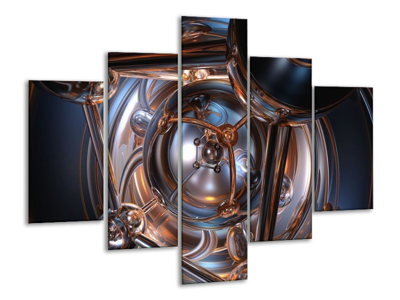 Glas schilderij Abstract | Grijs, Wit, Blauw | 100x70cm 5Luik