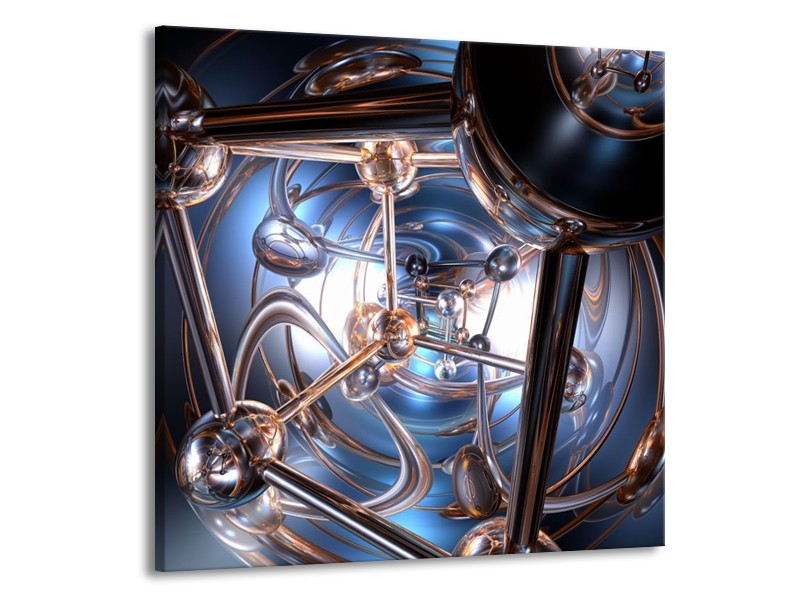 Glas schilderij Abstract | Blauw, Grijs, Wit | 70x70cm 1Luik