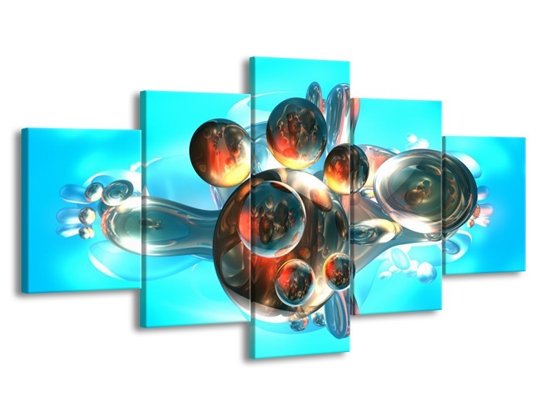 Glas schilderij Abstract | Blauw, Bruin, Wit | 150x80cm 5Luik