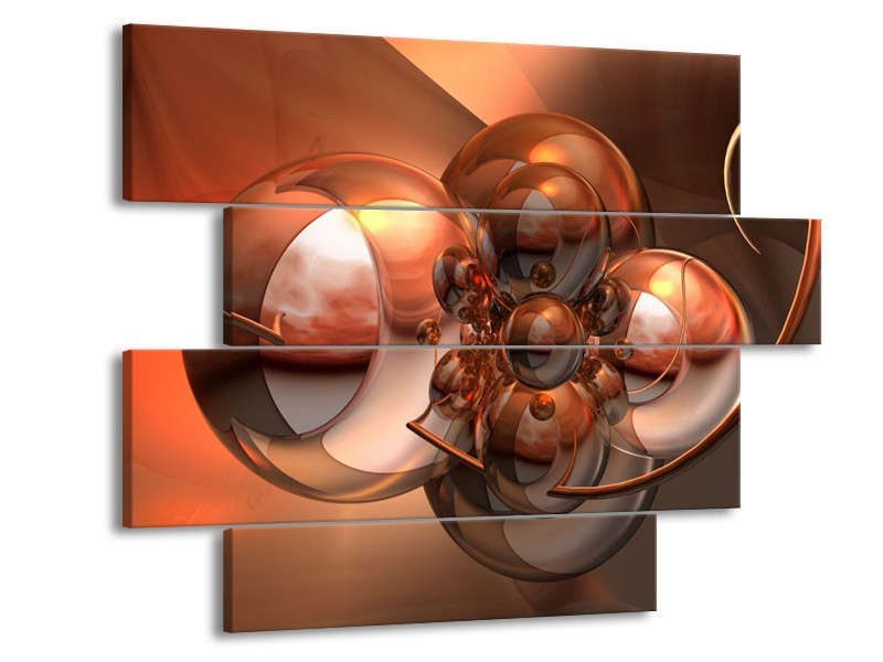 Glas schilderij Abstract | Bruin, Goud | 115x85cm 4Luik