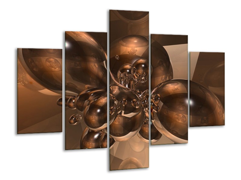 Glas schilderij Abstract | Bruin, Goud | 100x70cm 5Luik
