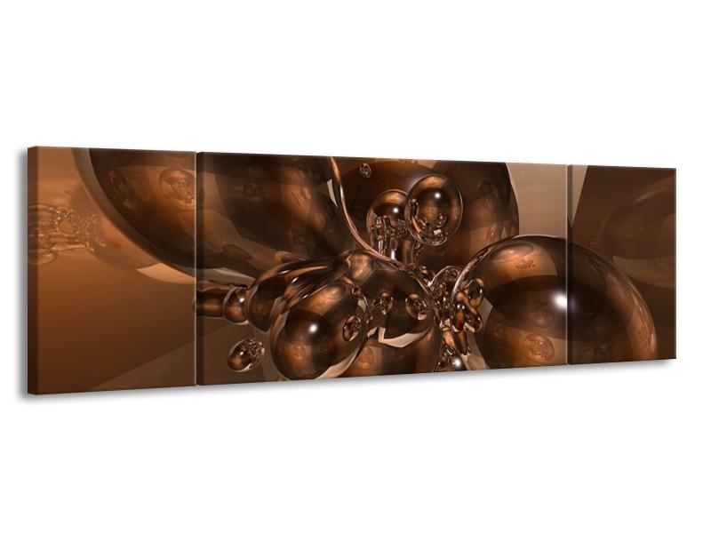 Canvas schilderij Abstract | Bruin, Goud | 170x50cm 3Luik