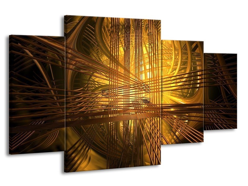 Glas schilderij Abstract | Bruin, Goud | 160x90cm 4Luik