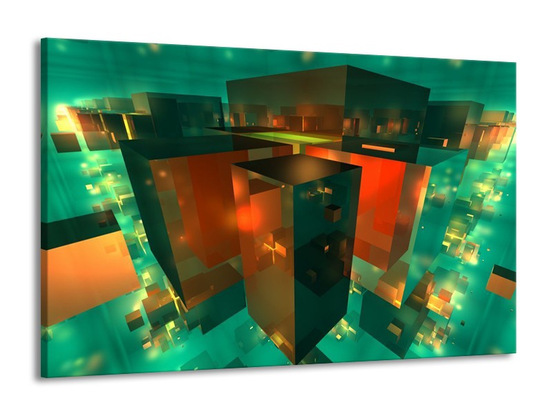 Canvas schilderij Abstract | Blauw, Groen, Rood | 140x90cm 1Luik