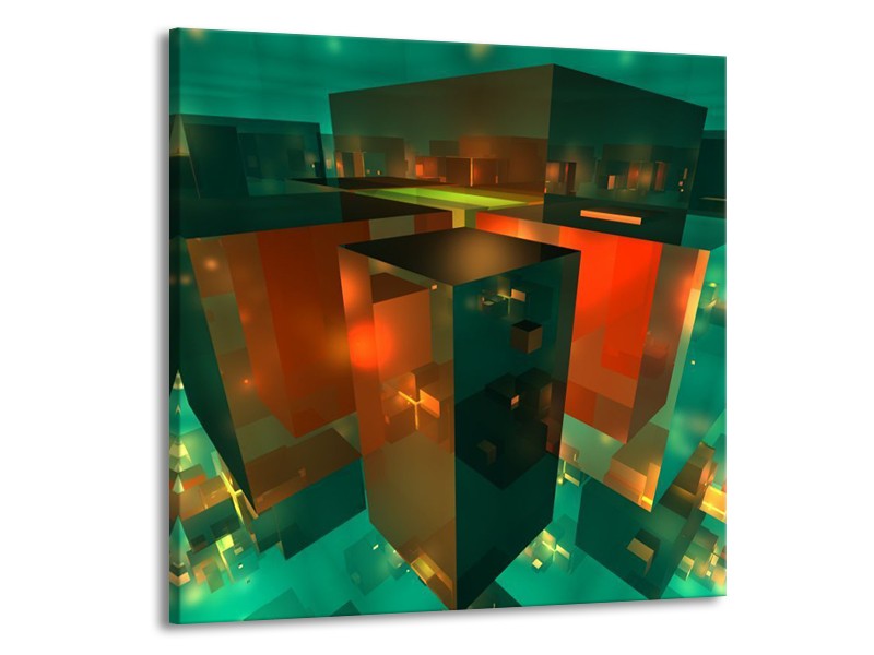 Canvas schilderij Abstract | Blauw, Groen, Rood | 50x50cm 1Luik