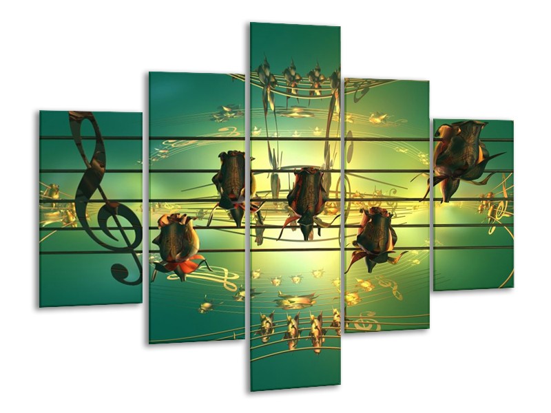 Glas schilderij Muziek | Blauw, Zwart, Geel | 100x70cm 5Luik